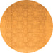 Round Machine Washable Oriental Orange Traditional Area Rugs, wshabs2455org