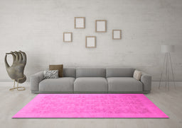 Machine Washable Oriental Pink Traditional Rug in a Living Room, wshabs2455pnk