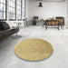 Round Abstract Orange Gold Oriental Rug in a Office, abs2455