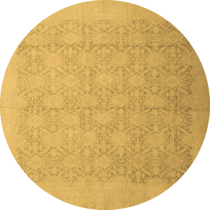Round Machine Washable Oriental Brown Traditional Rug, wshabs2455brn