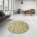 Round Abstract Copper Green Modern Rug in a Office, abs2456