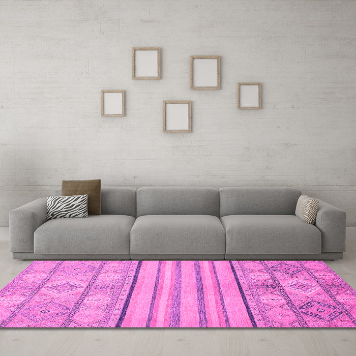 Machine Washable Abstract Pink Modern Rug in a Living Room, wshabs2456pnk