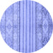 Round Machine Washable Abstract Blue Modern Rug, wshabs2456blu