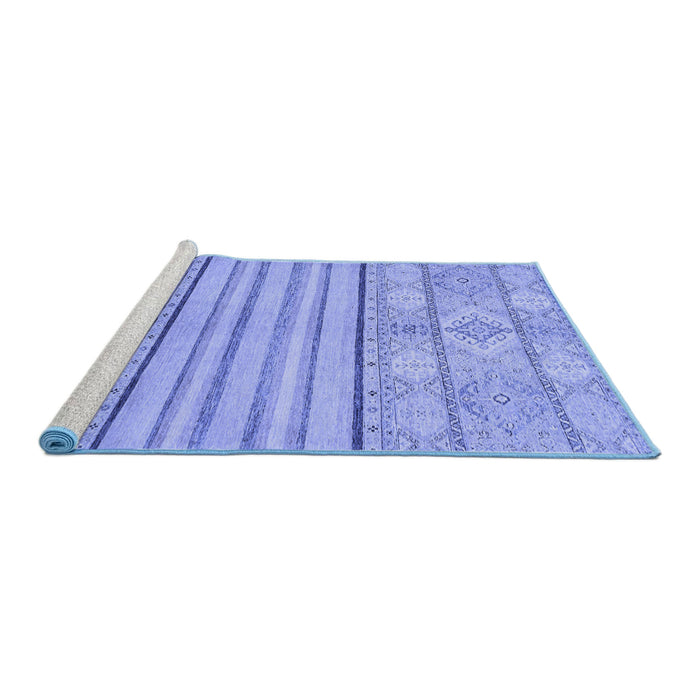 Sideview of Machine Washable Abstract Blue Modern Rug, wshabs2456blu