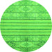 Round Machine Washable Abstract Green Modern Area Rugs, wshabs2456grn