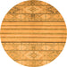 Round Abstract Orange Modern Rug, abs2456org