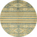 Round Machine Washable Abstract Brass Green Rug, wshabs2456