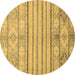 Round Abstract Brown Modern Rug, abs2456brn