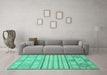 Machine Washable Abstract Turquoise Modern Area Rugs in a Living Room,, wshabs2456turq