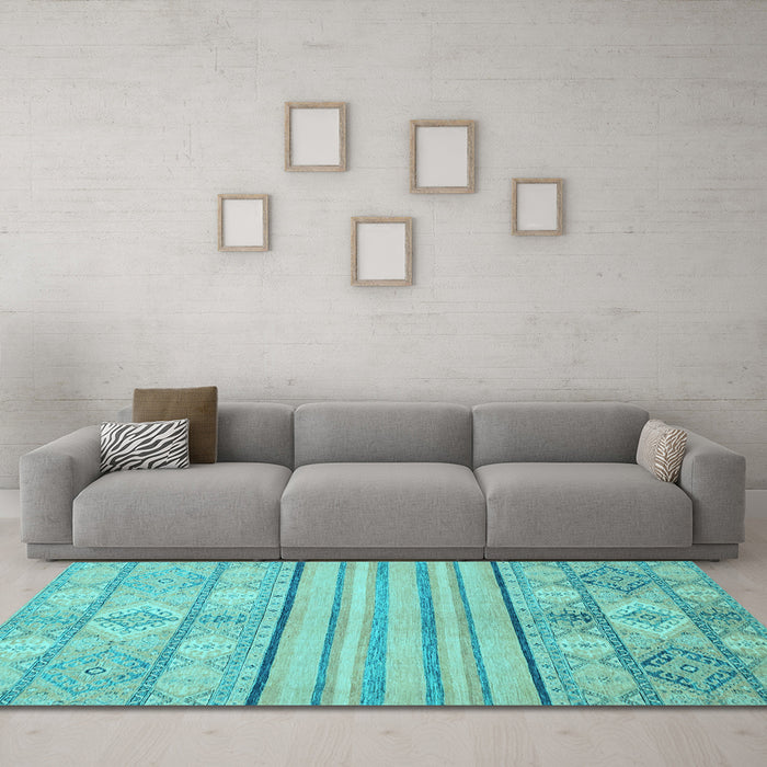 Machine Washable Abstract Light Blue Modern Rug in a Living Room, wshabs2456lblu