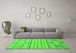 Machine Washable Abstract Green Modern Area Rugs in a Living Room,, wshabs2456grn