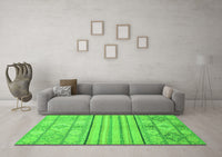 Machine Washable Abstract Green Modern Rug, wshabs2456grn