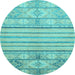 Round Abstract Light Blue Modern Rug, abs2456lblu