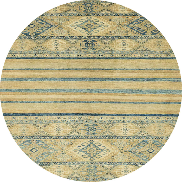 Round Abstract Copper Green Modern Rug, abs2456