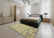 Abstract Copper Green Modern Rug in a Bedroom, abs2456