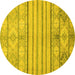 Round Abstract Yellow Modern Rug, abs2456yw