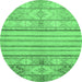 Round Abstract Emerald Green Modern Rug, abs2456emgrn