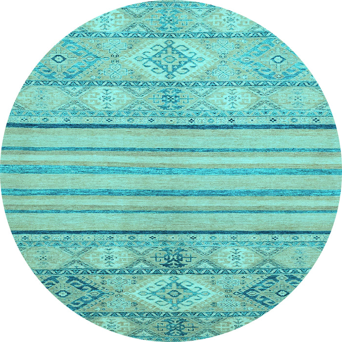 Round Machine Washable Abstract Light Blue Modern Rug, wshabs2456lblu