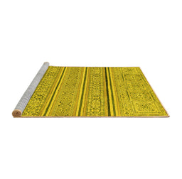 Sideview of Machine Washable Abstract Yellow Modern Rug, wshabs2457yw