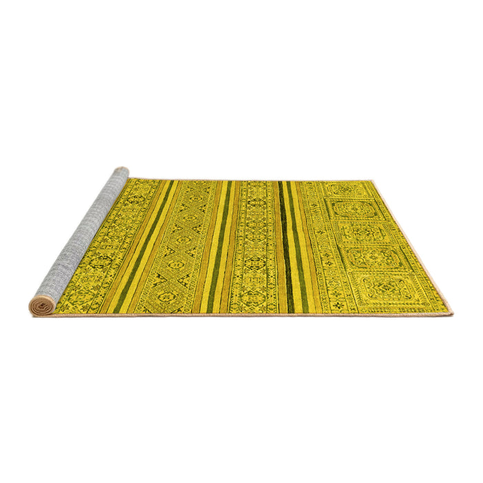 Sideview of Machine Washable Abstract Yellow Modern Rug, wshabs2457yw
