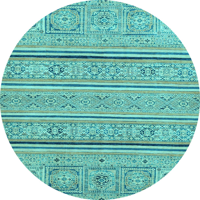 Round Abstract Light Blue Modern Rug, abs2457lblu