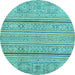 Round Abstract Light Blue Modern Rug, abs2457lblu