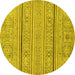 Round Machine Washable Abstract Yellow Modern Rug, wshabs2457yw