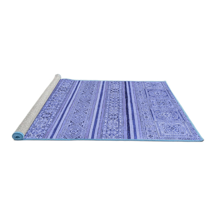 Sideview of Machine Washable Abstract Blue Modern Rug, wshabs2457blu