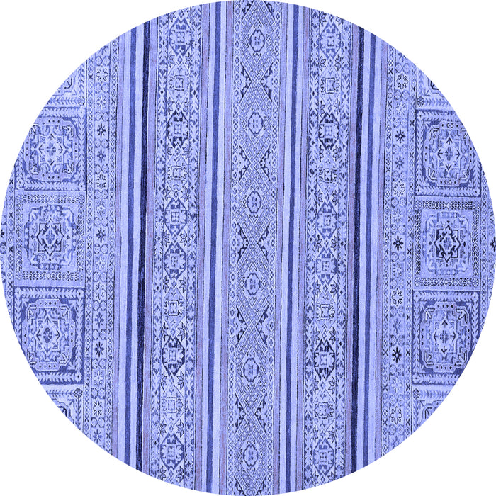 Round Abstract Blue Modern Rug, abs2457blu
