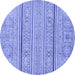 Round Abstract Blue Modern Rug, abs2457blu