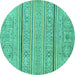 Round Abstract Turquoise Modern Rug, abs2457turq