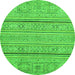 Round Abstract Green Modern Rug, abs2457grn