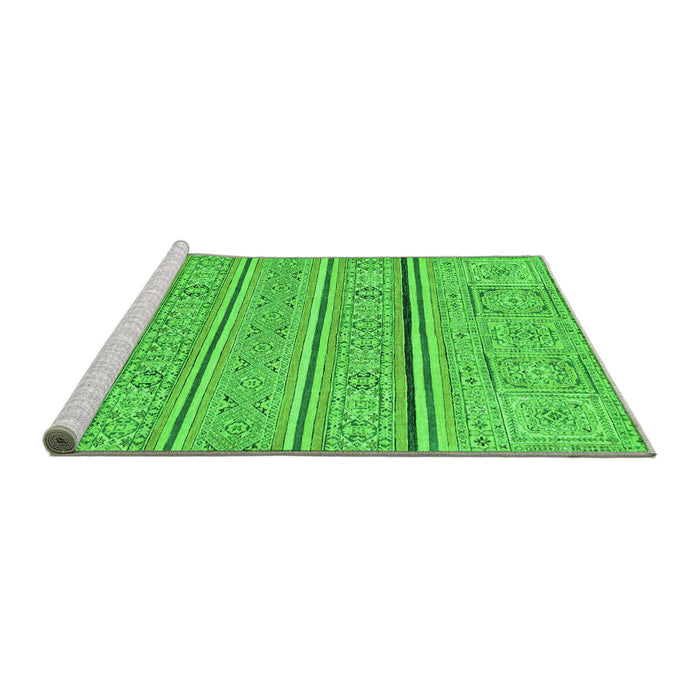 Sideview of Machine Washable Abstract Green Modern Area Rugs, wshabs2457grn