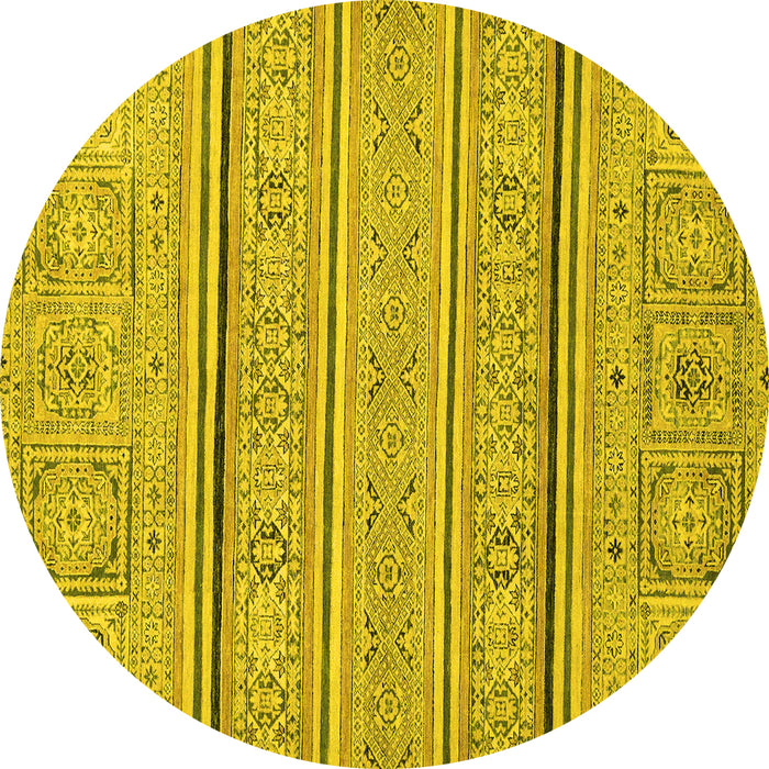 Round Abstract Yellow Modern Rug, abs2457yw