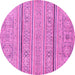 Round Machine Washable Abstract Pink Modern Rug, wshabs2457pnk