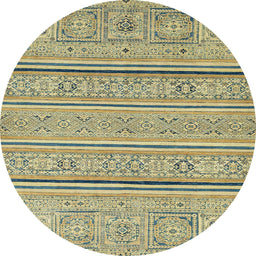 Round Machine Washable Abstract Dark Moccasin Green Rug, wshabs2457