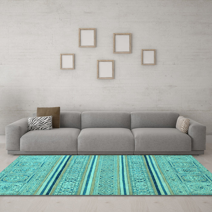 Machine Washable Abstract Light Blue Modern Rug in a Living Room, wshabs2457lblu