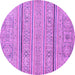 Round Machine Washable Abstract Purple Modern Area Rugs, wshabs2457pur