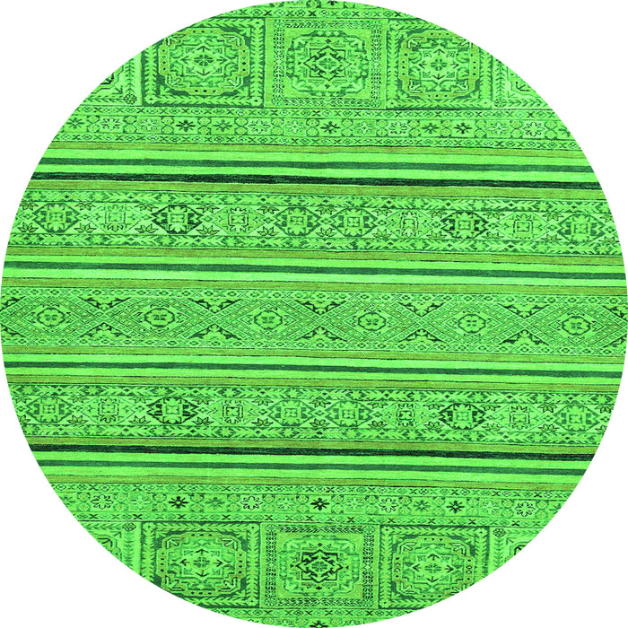 Round Machine Washable Abstract Green Modern Area Rugs, wshabs2457grn