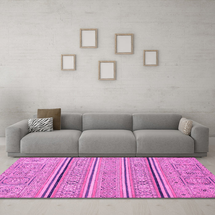 Machine Washable Abstract Pink Modern Rug in a Living Room, wshabs2457pnk