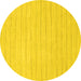 Round Machine Washable Solid Yellow Modern Rug, wshabs2458yw