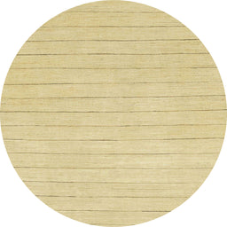 Round Machine Washable Abstract Mustard Yellow Rug, wshabs2458