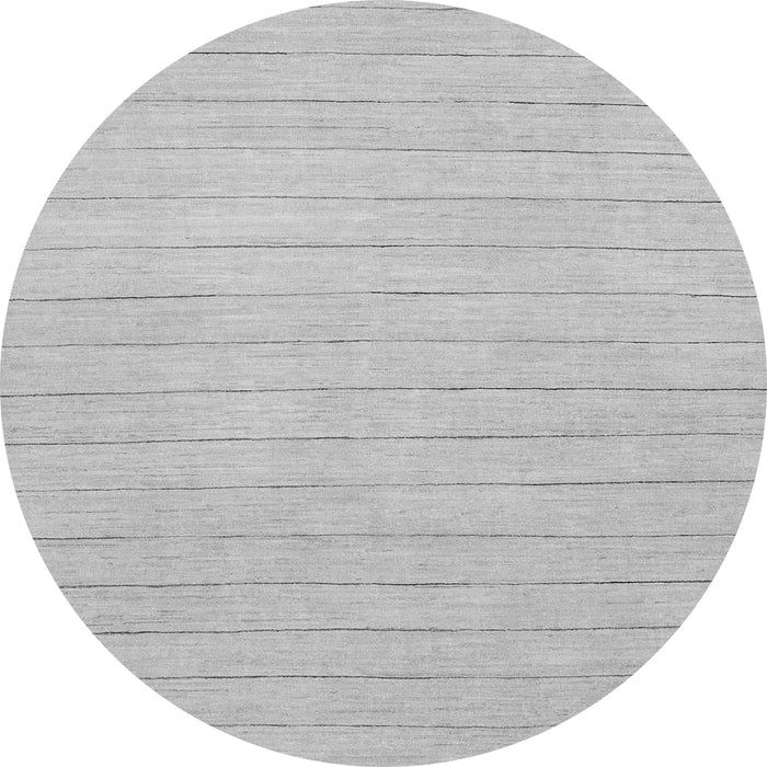 Round Machine Washable Solid Gray Modern Rug, wshabs2458gry