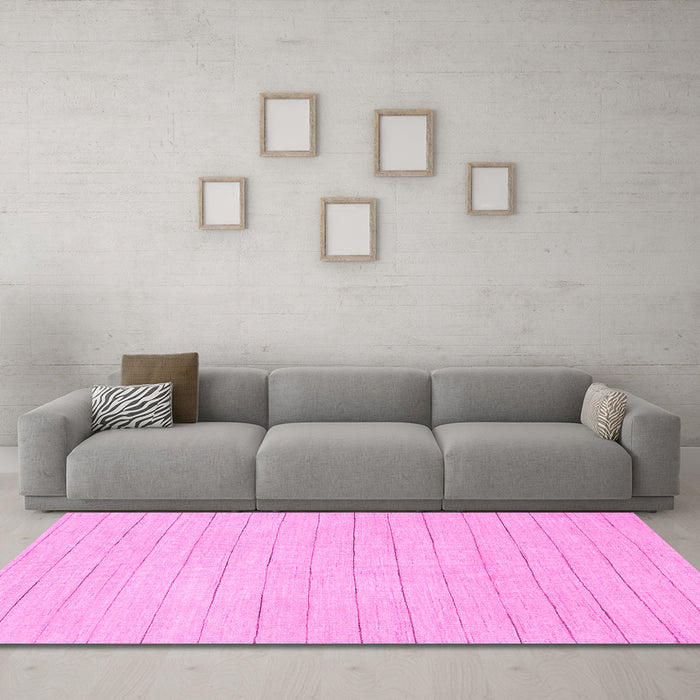 Machine Washable Solid Pink Modern Rug in a Living Room, wshabs2458pnk