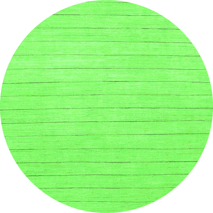 Round Machine Washable Solid Green Modern Area Rugs, wshabs2458grn