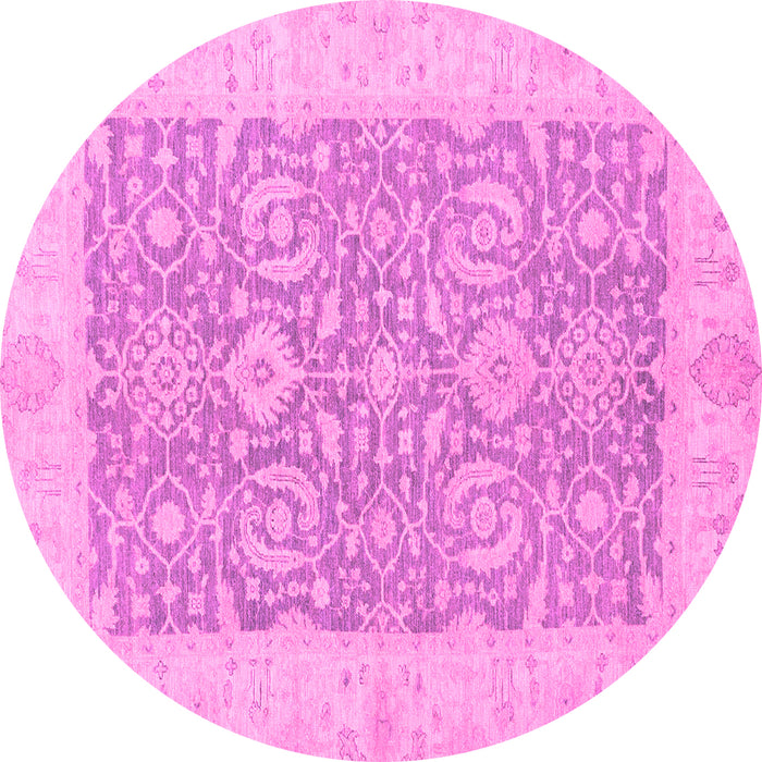 Round Oriental Pink Traditional Rug, abs2459pnk