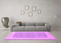 Machine Washable Oriental Purple Traditional Area Rugs in a Living Room, wshabs2459pur