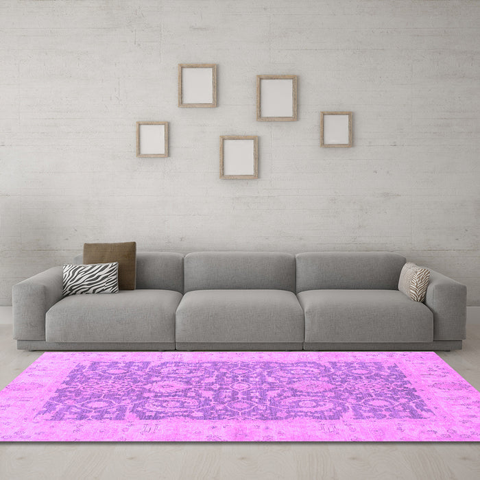 Machine Washable Oriental Purple Traditional Area Rugs in a Living Room, wshabs2459pur