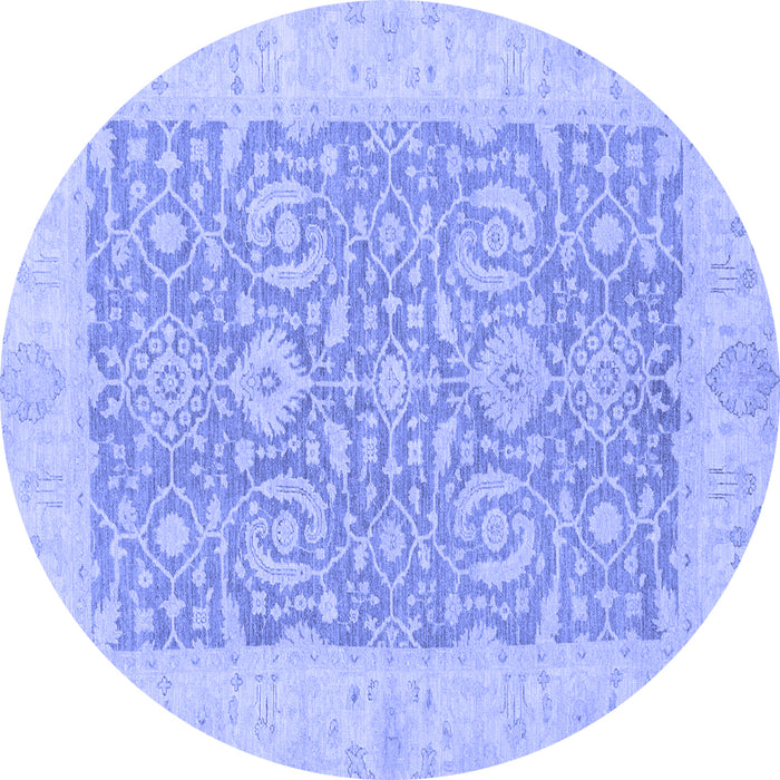 Round Machine Washable Oriental Blue Traditional Rug, wshabs2459blu