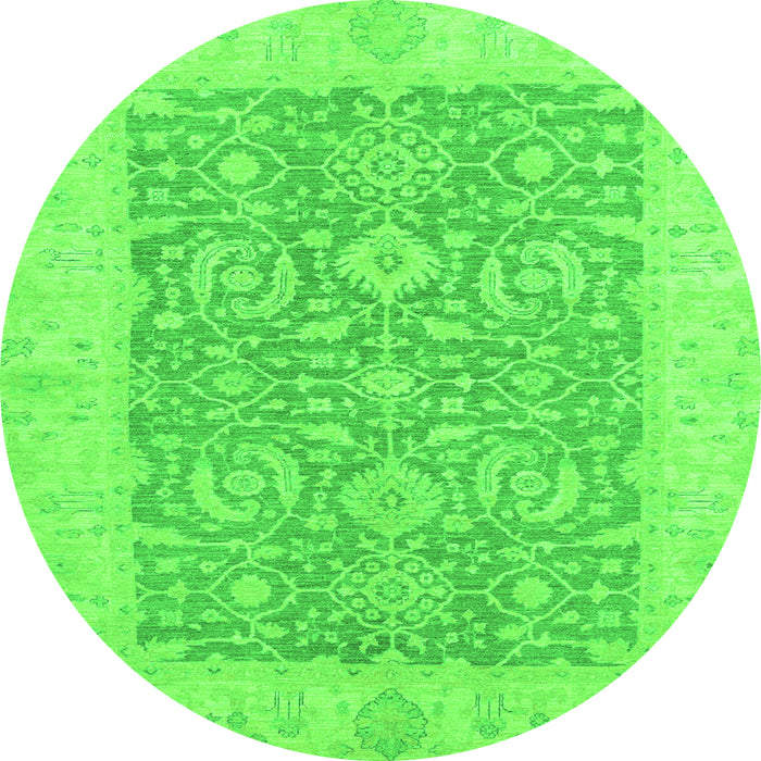 Round Oriental Green Traditional Rug, abs2459grn